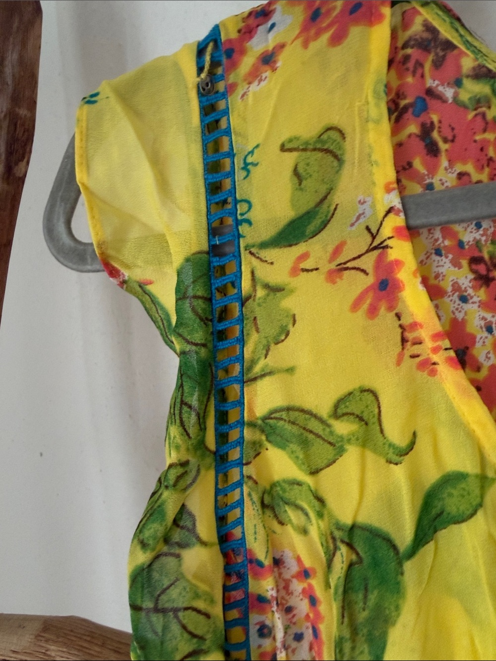 Plenty by Tracy Reese Yellow Floral Sheer Ruffle Flowy Maxi Dress Medium - Picture 3 of 8